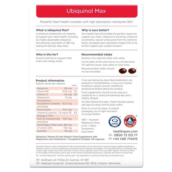 Healthspan Ubiquinol Max Capsules 60 Capsules