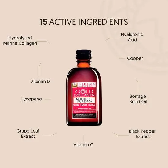 Gold Collagen Multidose Pure 40+ Liquid Supplement 20 x 15ml