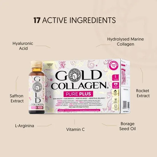 Gold Collagen Pure Skin, Hair & Nail Health Liquid Supplement For 25+ 10 x 50ml