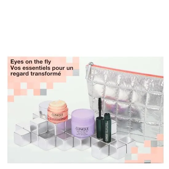 Clinique Eyes On The Fly Gift Set 3.5ml High Impact Mascara + 15ml Take The Day Off Cleansing Balm + 15ml All About Eyes Eye Cream + Pouch