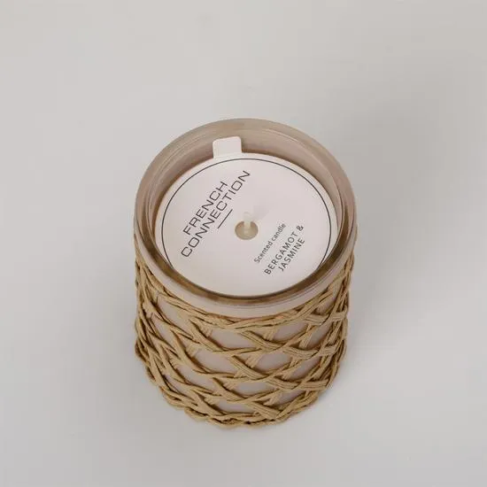 French Connection Woven Detail Stone Bergamot & Jasmine Candle 200g