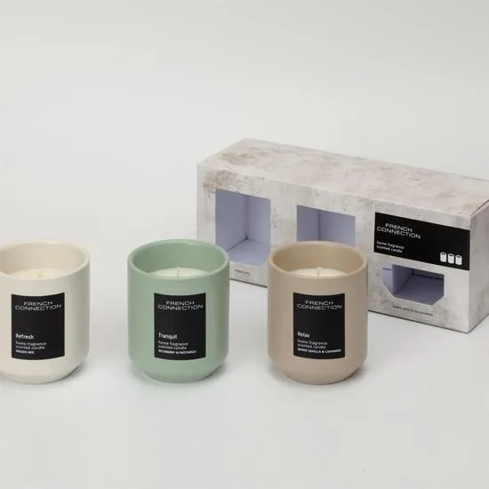 French Connection Stone Collection Trio Of Candles Gift Set 3 X 140G
