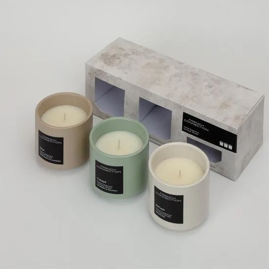 French Connection Stone Collection Trio Of Candles Gift Set 3 X 140G