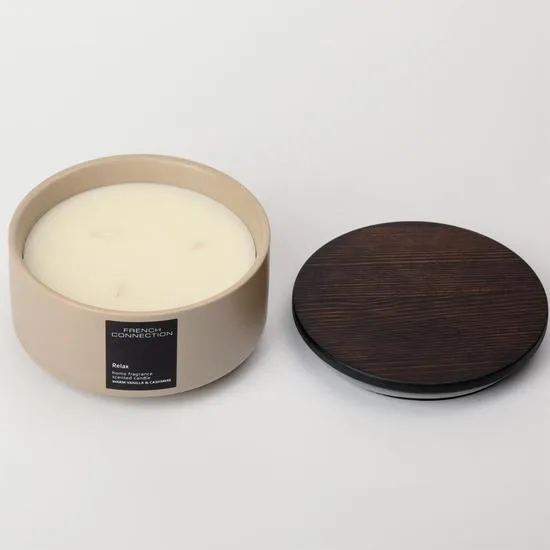 French Connection Stone Collection Warm Vanilla & Cashmere Candle 224G