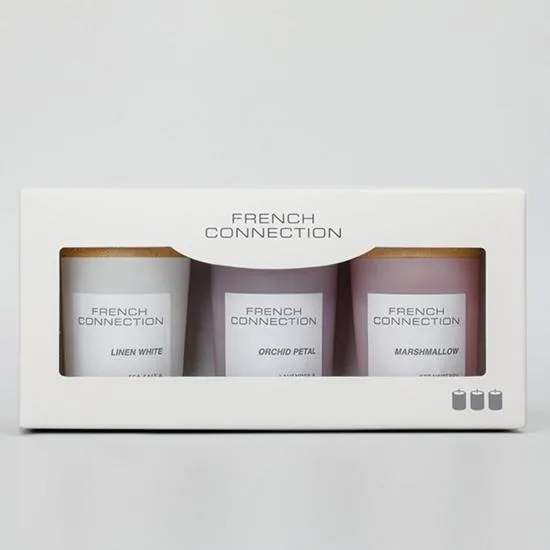 French Connection Pastel Collection Trio Of Candles Gift Set 3 50g