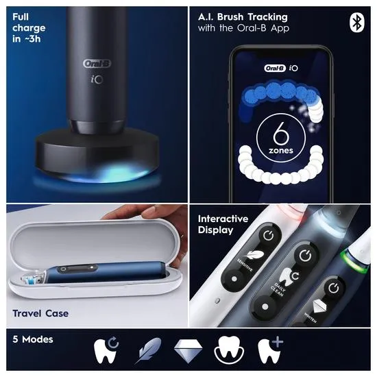 Oral B iO 7 Black Electric Toothbrush Black