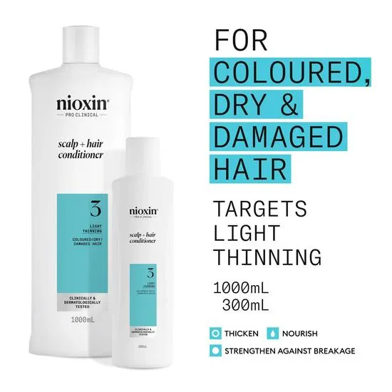 Nioxin Pro Clinical System 3 Conditioner For Coloured Hair With Light Thinning 300ml