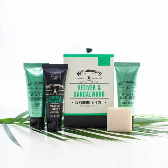 Scottish Fine Soaps Men's Grooming Vetiver & Sandalwood Luxurious Gift Set