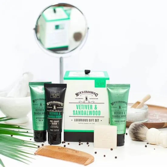 Scottish Fine Soaps Men's Grooming Vetiver & Sandalwood Luxurious Gift Set