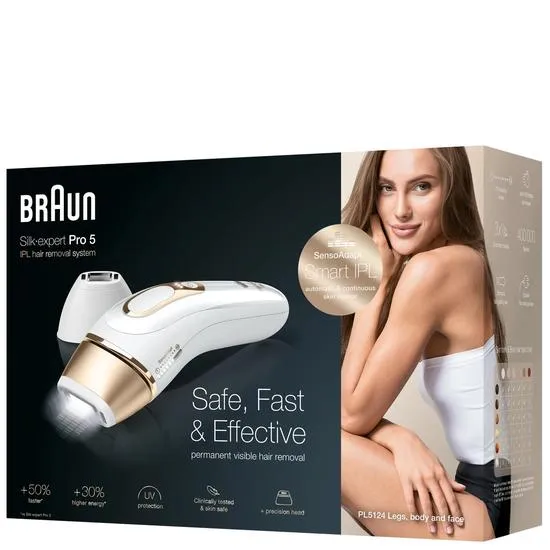 Braun IPL Silk-expert Pro 5 PL5124 IPL with 3 Extras: Precision Head, Venus Razor and Premium Pouch