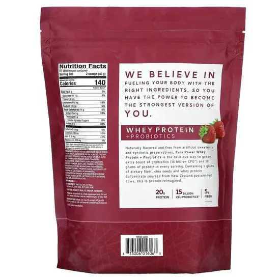 Pure Power Whey Protein Probiotics Strawberry 880g