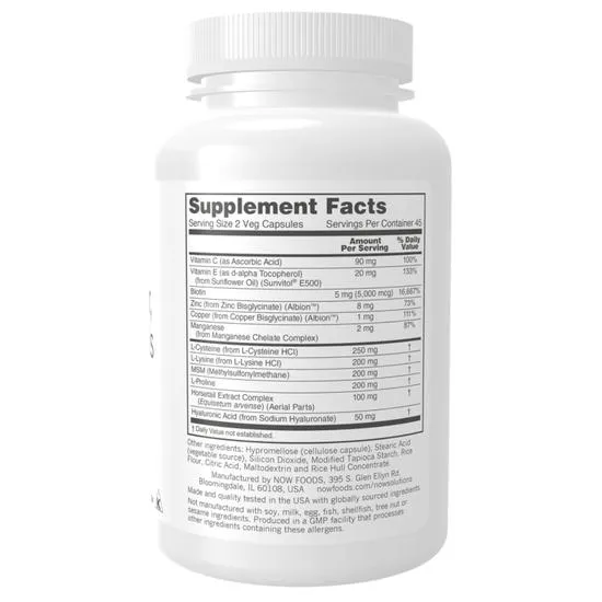 NOW Foods Vegan Hair Skin & Nails Capsules 90 Capsules