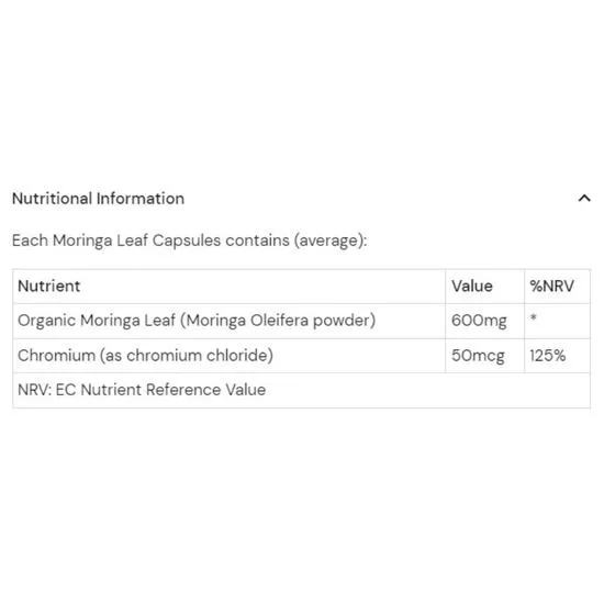 Health Aid Organic Moringa Leaf Capsules 60 Capsules