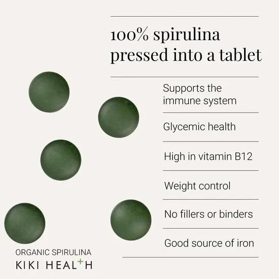 KIKI Health Organic Spirulina Tablets 200 Tablets