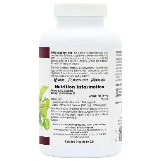 Nature's Plus Organic Beetroot Capsules 180 Capsules