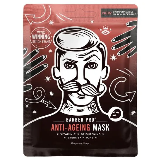 BARBER PRO ANTI-AGEING Face Sheet Mask 100% Biodegradable Pack of 4