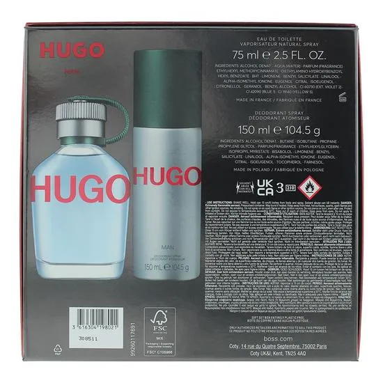 Hugo Boss Hugo Man Eau De Toilette 75ml + Deodorant Spray 150ml Gift Set 75ml