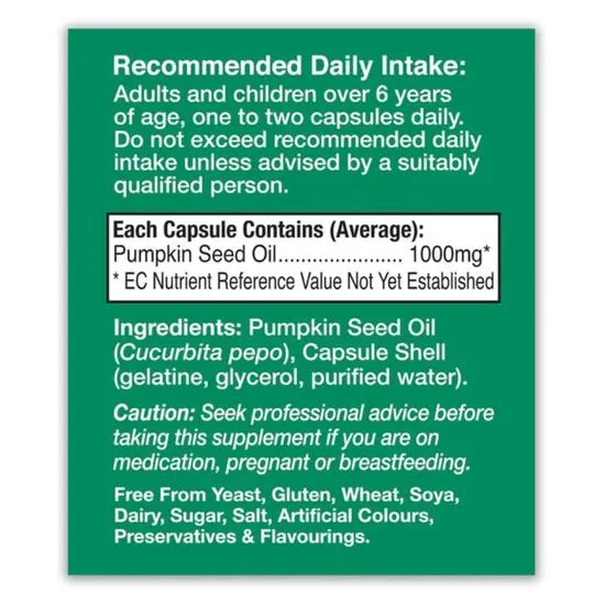 Health Aid Pumpkin Seed Oil 1000mg 60 Capsules