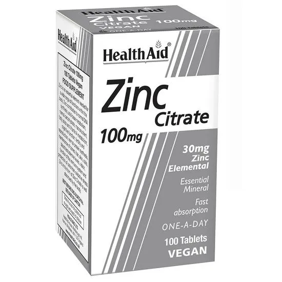 Health Aid Zinc Citrate 100mg Tablets 100 Tablets