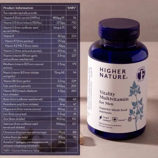 Higher Nature True Food Vitality Multivitamin For Men 60 Capsules
