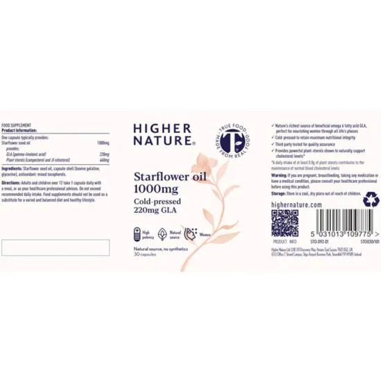Higher Nature Starflower Oil 1000mg Capsules 30 Capsules