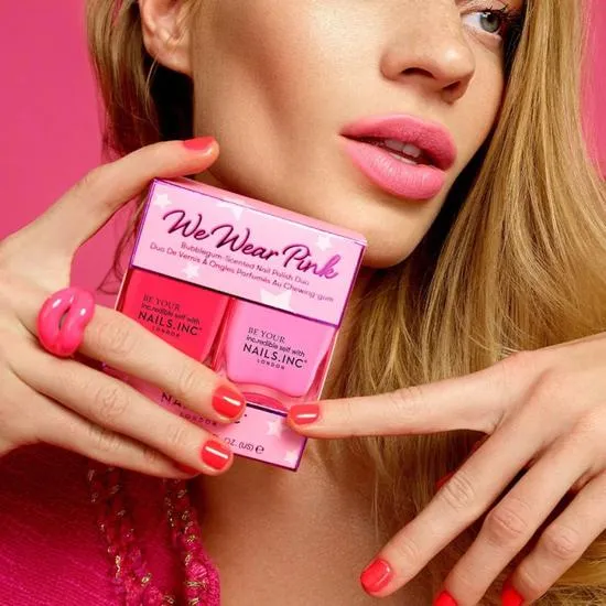 Nails Inc We Wear Pink Bubblegum Scented Nail Polish Duo