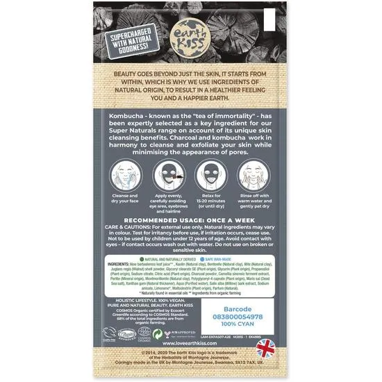 Earth Kiss Super Naturals Exfoliating Kombucha & Charcoal Clay Mask 10g