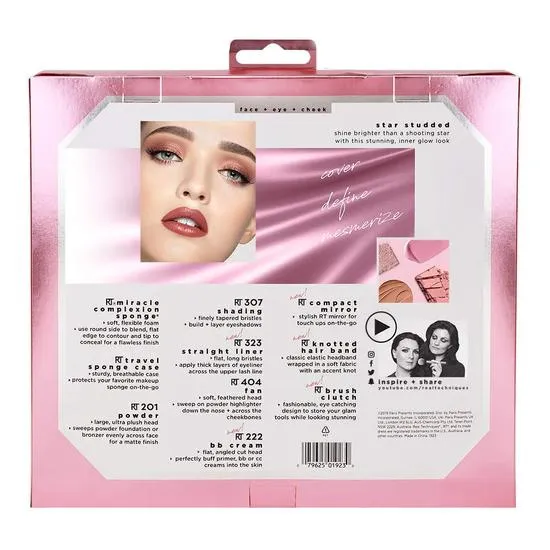 Real Techniques Star Studded Full Face Makeup Brush Set With Clutch, Hairband & Compact Mirror