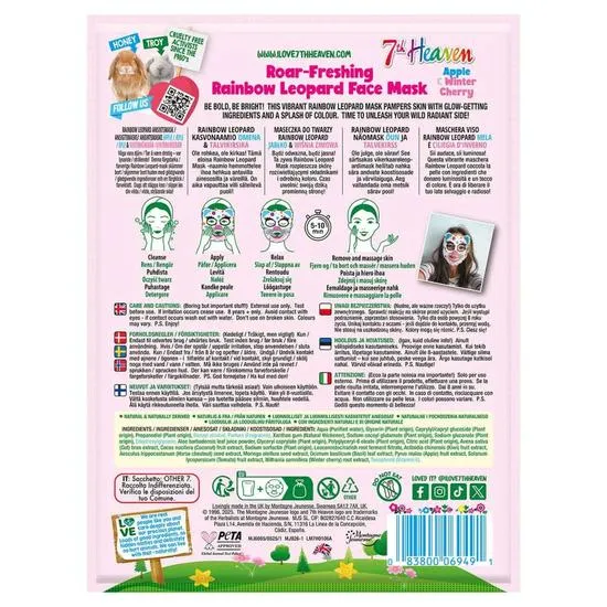 7th Heaven Roar-Freshing Rainbow Leopard Face Mask Apple & Winter Cherry