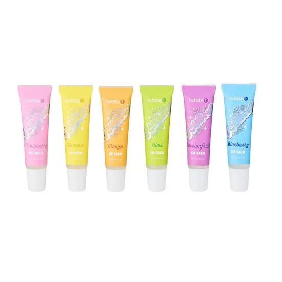 Bubble T Rainbow Lip Balm Collection Set 6 Fruity Flavours