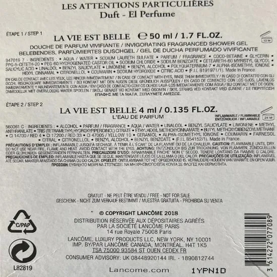 Lancôme La Vie Est Belle Gift Set 4ml Eau De Parfum + 50ml Shower Gel