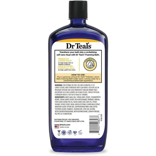 Dr Teal's Foaming Bath With Pure Epsom Salt Prebiotic Lemon Balm 1000ml