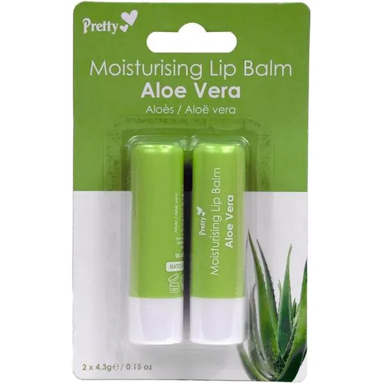 Quest Pretty Moisturising Lip Balm Aloe Vera 4.3g x2