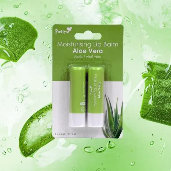 Quest Pretty Moisturising Lip Balm Aloe Vera 4.3g x2