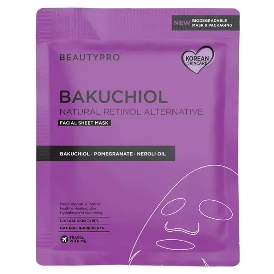 BeautyPro BAKUCHIOL Facial Sheet Mask Pack of 4