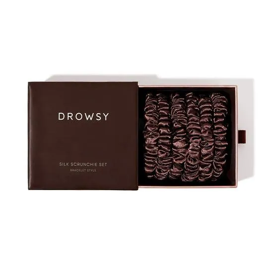 Drowsy Skinny Scrunchie Set Black Jade