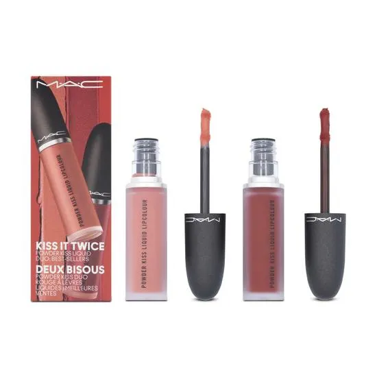 MAC Powder Kiss Liquid Lipstick Duo Red & Nude Set 2 x 5ml