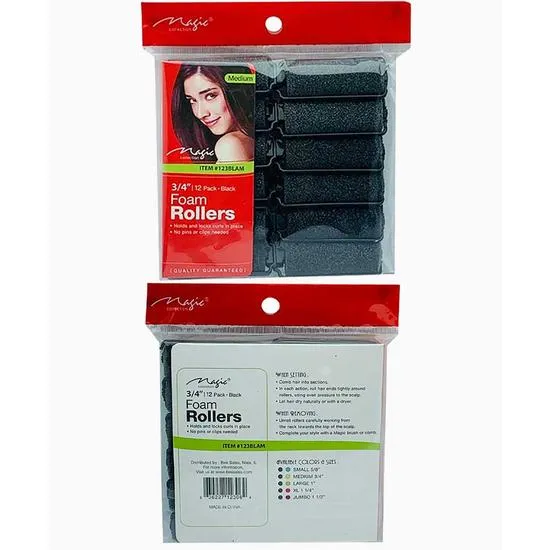 Magic Collection Foam Hair Rollers Medium 12 x 3/4 inch