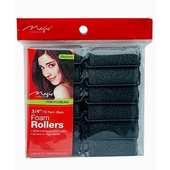 Magic Collection Foam Hair Rollers Medium 12 x 3/4 inch