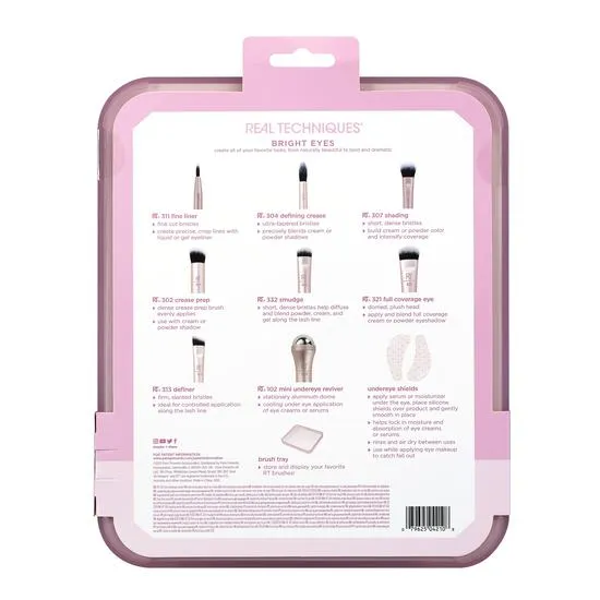 Real Techniques Pink Limited Edition Bright Eyes Eye Makeup Brush Set 10 Piece