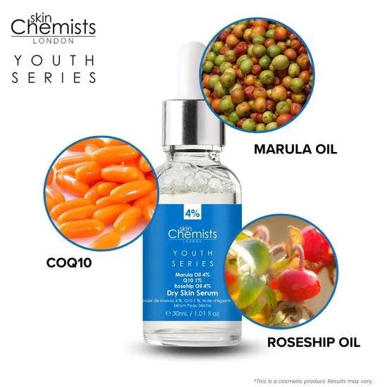 skinChemists Dry Skin Serum Marula Oil 4%, Q10 1%, Rosehip Oil 4% 30ml x 2