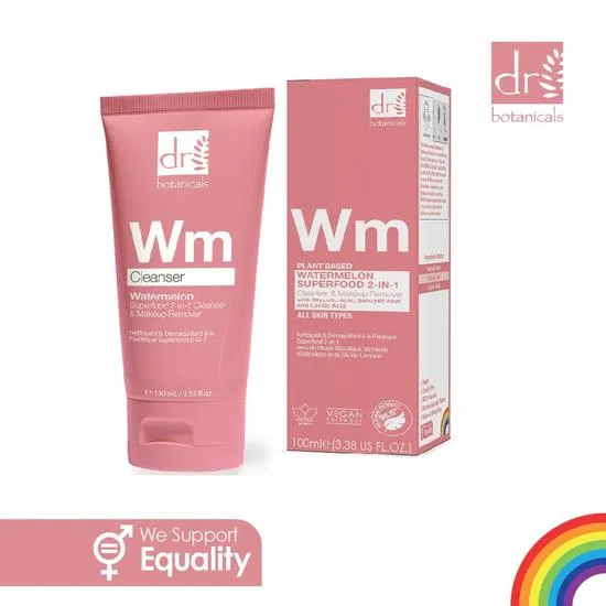 Dr Botanicals Watermelon Superfood 2-in-1 Cleanser & Makeup Remover With Glycolic Acid, Salicylic Acid & Lactic Acid 100ml