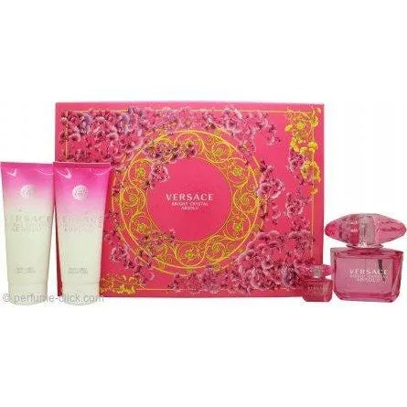 Versace Bright Crystal Absolu Gift Set 90ml Eau De Parfum + 100ml Body Lotion + 100ml Shower Gel + 5ml Eau De Parfum