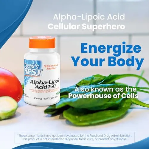 Doctor's Best Alpha-Lipoic Acid 150, Helps Support Glucose Metabolism & Regenerate Antioxidants 150mg 120 Veggie Caps