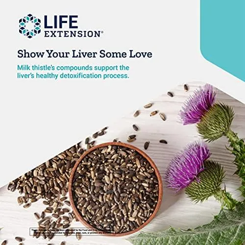 Life Extension Advanced Milk Thistle Supplement For Liver Function Support, Kidney Health & Detox With Silymarin, Silibinins, Isosilybin A, B 60 Softgels