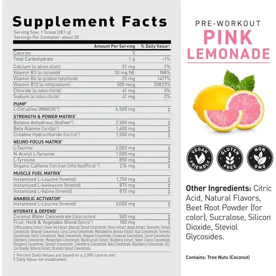 Kaged Muscle Pre-Kaged, Pink Lemonade 560g