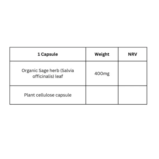 Viridian Organic Sage 400mg Veg Capsules 30 Capsules