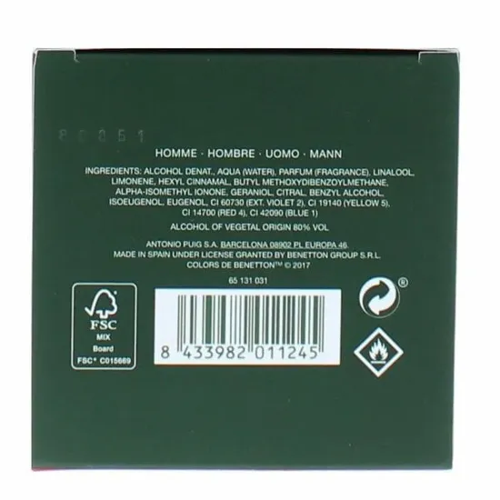 United Colors Of Benetton Colours Man Green Eau De Toilette 100ml