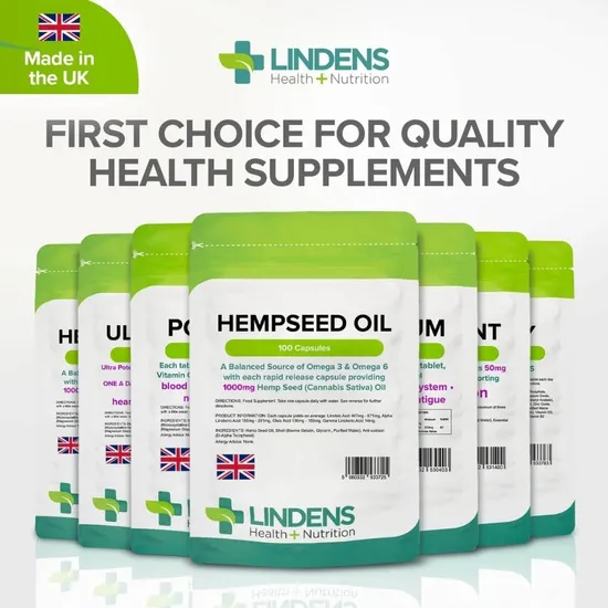 Lindens Hempseed Oil 1000mg Capsules 100 Capsules