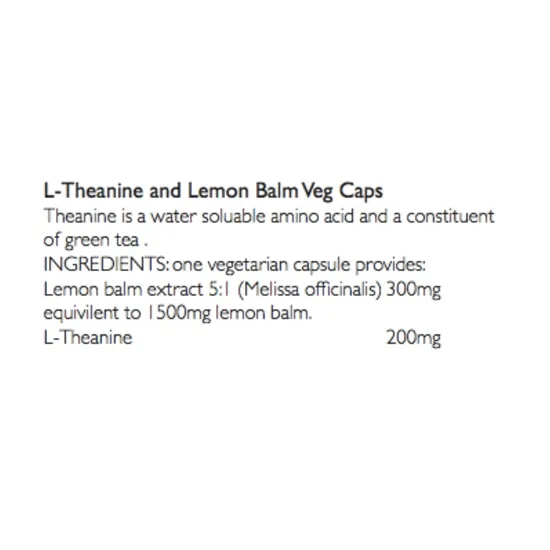 Viridian L-Theanine & Lemon Balm Veg Capsules 30 Capsules